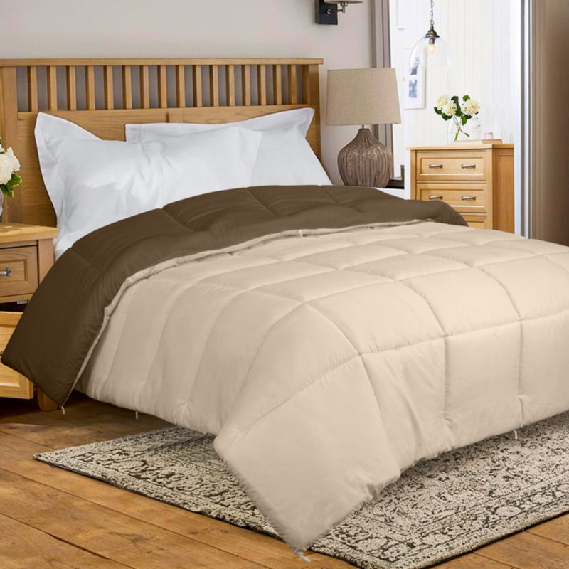 Box Stitch Comforter, Brown, Queen Comforter