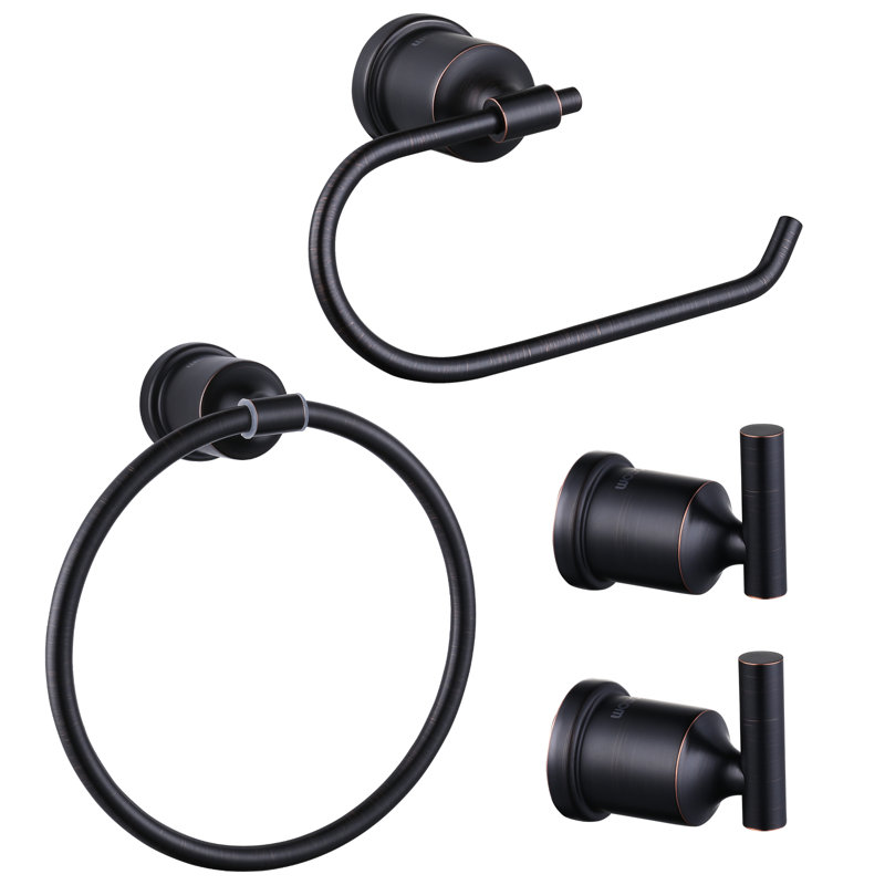 4 - Piece Bathroom Hardware Set, Oil Rubber Bronze
