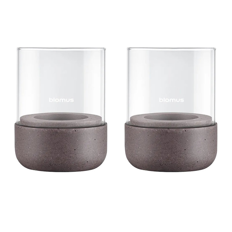 2 Piece Glass Set, Brown, 9.5 cm H x 7 cm W x 7 cm D