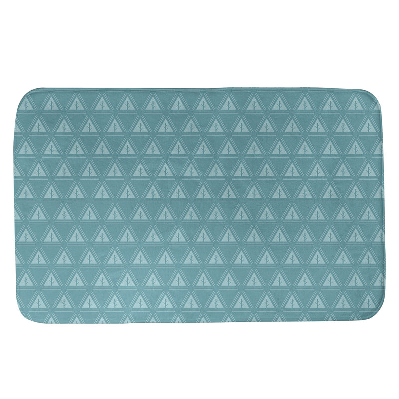 Tapis pour salle de bain à arbres minimalistes Barbra, l 17 po x L 24 po, Bleu sarcelle