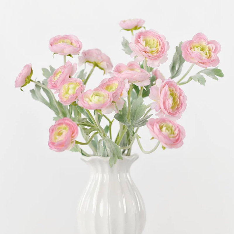 Faux fleurs Audet: fleur de renoncule artificielle décorative en soie (paquet de 1 branche), Rose