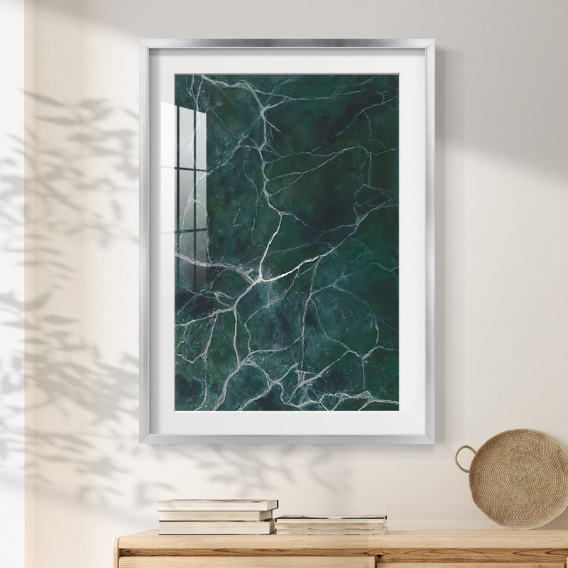Jade Marble II -Framed Print, Silver