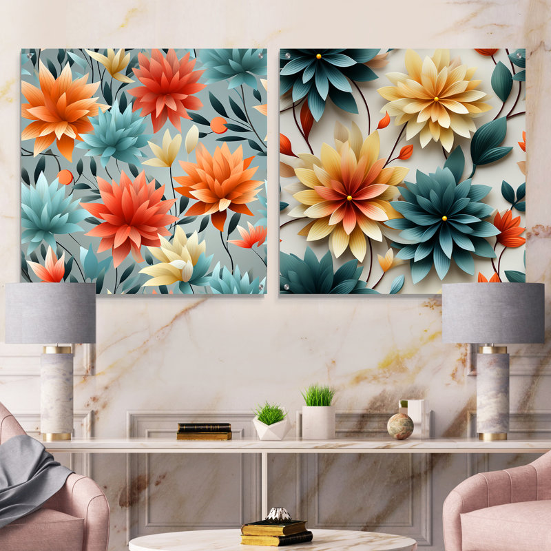 Digiacomo - Ensemble de 2 art mural en verre acrylique, H 30 po x l 61 po