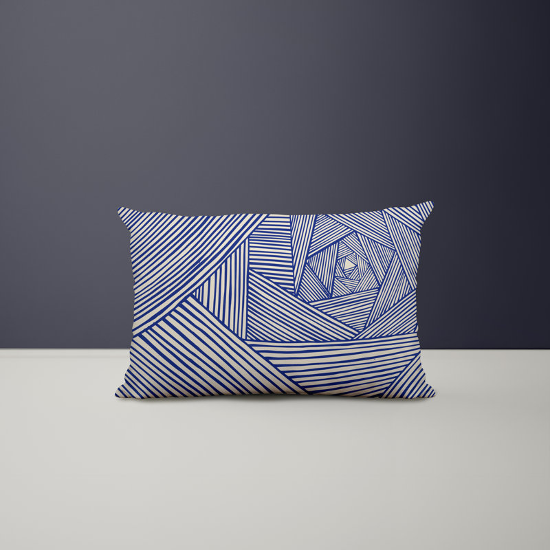 Polyester/Polyester Blend Lumbar Rectangular Indoor/Outdoor Pillow Cover & Insert, Navy Blue