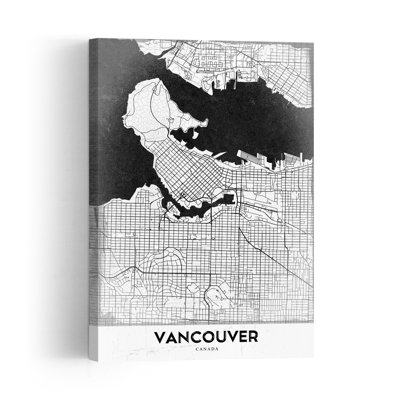 Modern Vancouver Map Abstract Contemporary Architecture City Wall Art Print 1 Piece Wrapped Canvas Wall Art