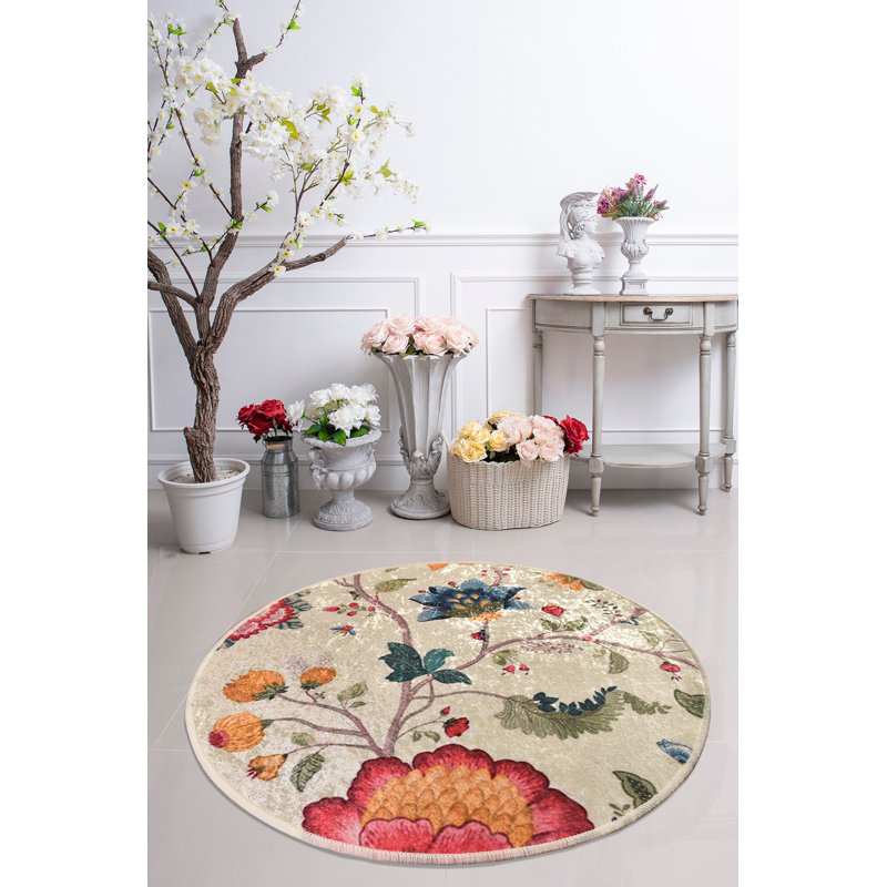 Tapis antibactérien rond, 39,4 po de diamètre, 100% polyester, hauteur de poils de 0,2 po | Dessous antidérapant, lavable à la machine | Parfait pour le salon, la chambre à coucher et la salle de jeux, conception douce et durable