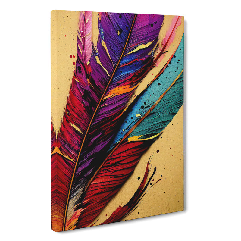 Feathers Painted No.2 - Wrapped Canvas, 50cm H x 35cm W