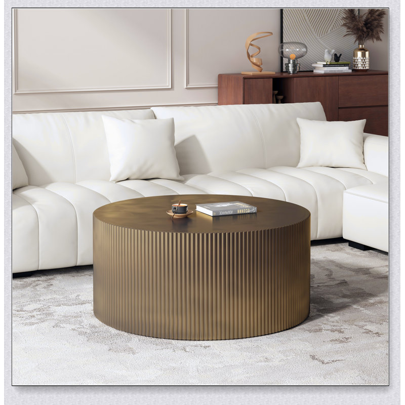 35,83 po, table basse à rayures minimalistes, table basse ronde moderne, table basse ronde