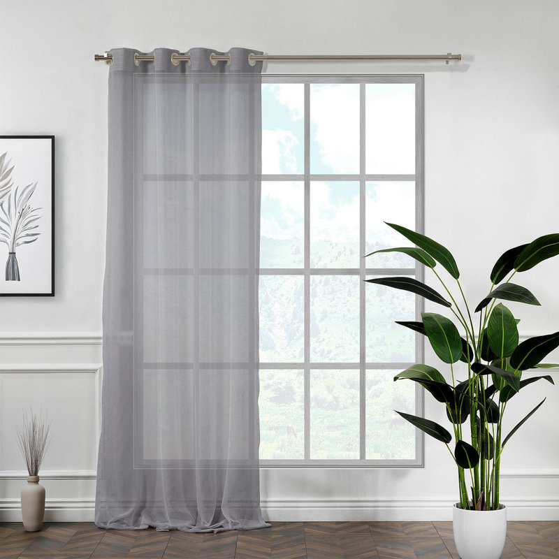 Panneau simple extra long et extra large en faux lin, L 100 po x L 276 po, Gris