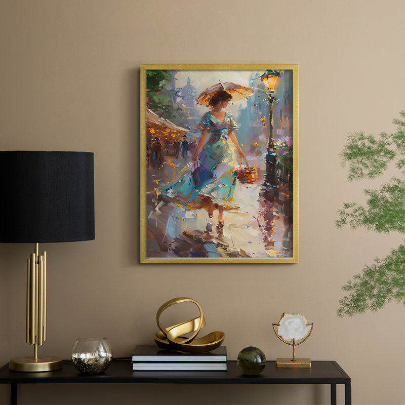 WOMEN-CCDXL - Reproduction d'art encadrée de qualité supérieure - prête à être accrochée, Or, H 28 po x l 22 po