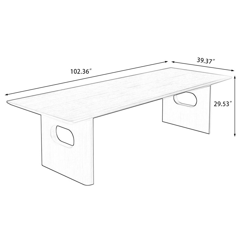 Brown Rectangular Solid Wood Dining Table, 29.53"H x 102.36"L x 39.37"W