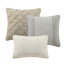 Édredon de luxe 7 pièces pour grand lit - tissage texturé, imprimé abstrait multicolore, 3 coussins décoratifs, tissu moderne, 1 jupe de lit, lavable à la machine-127366425