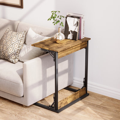 Folding C‑Shaped End Table