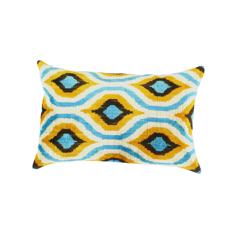 Ikat Silk and Velvet Throw Pillow