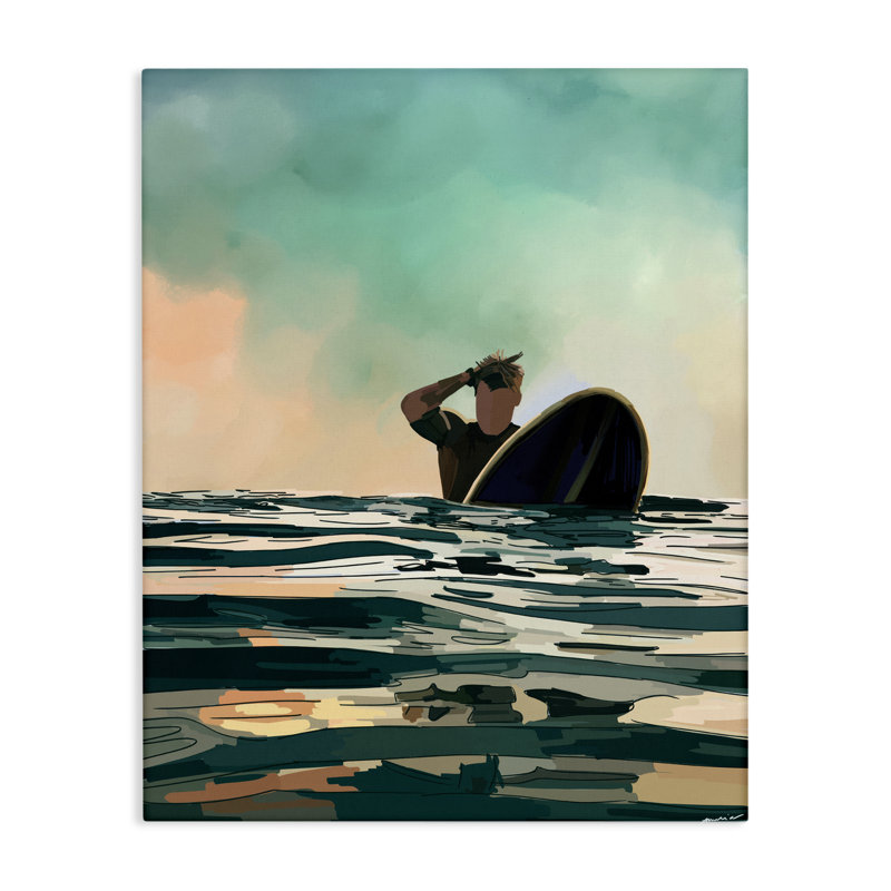 «Surfer with Ocean Reflection» par Amelia Noyes, H 40 po x l 30 po