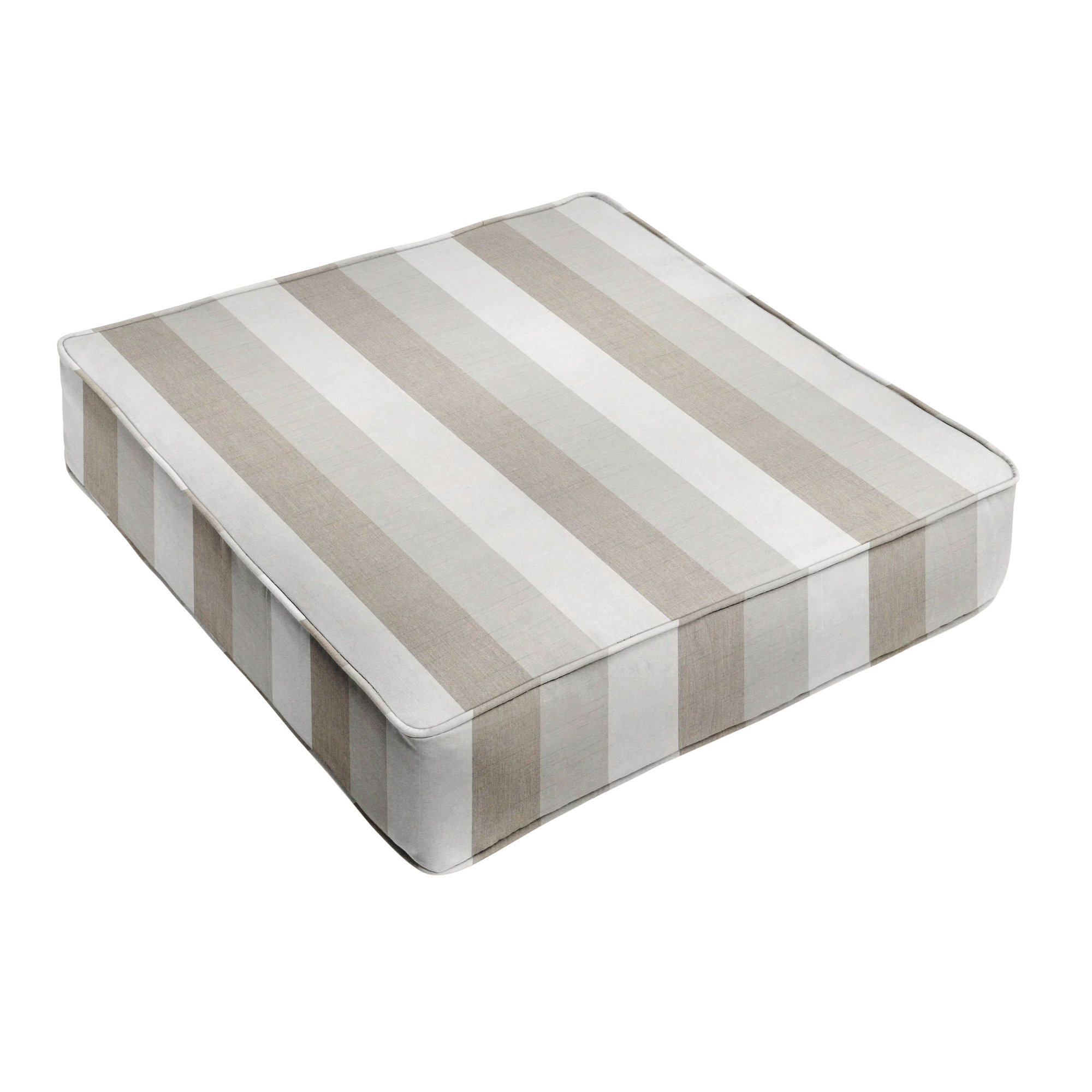 Striped Outdoor Lounge Chair Cushion, Brown Stripe Sunbrella®, 22.5" x 22.5"