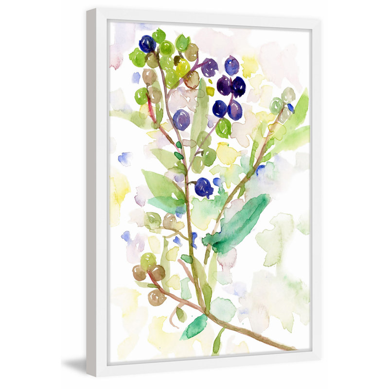 «Grape Vine» par Lindsay Megahed - Peinture encadrée, H 18 po x l 12 po x P 1,5 po, Cadre blanc
