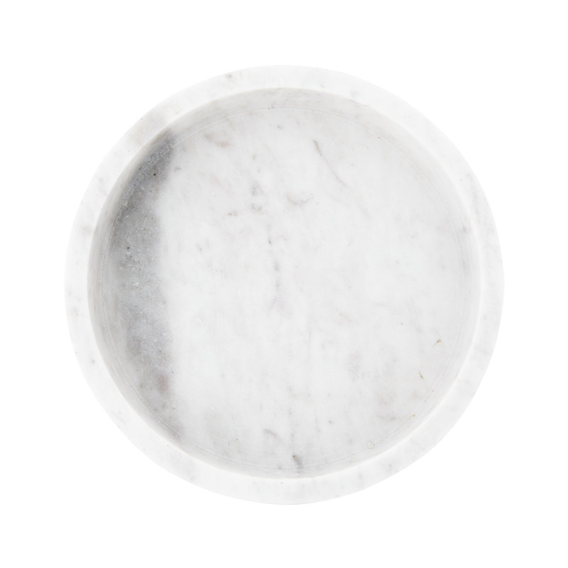 Genelda Elegant White Marble Round Decorative Tray