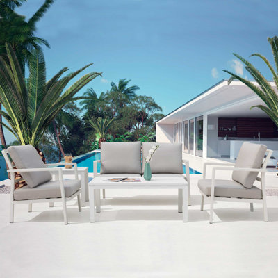 Alleah Metal 4 - Person Seating Group with Cushions
