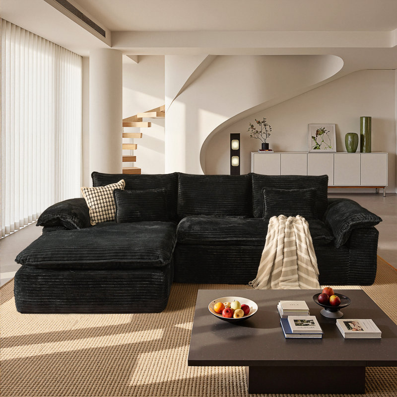 Nathasa 2 - Piece No Assembly Required Upholstered Sectional, Compression Sleeper Sofa with Pillow, Free Combination Sofa Bed for Home