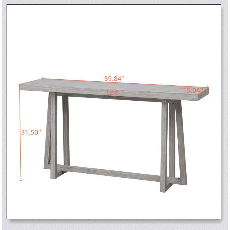 Console rectangulaire élégante de 59,84 po, pour une utilisation intérieure et extérieure durable, idéale pour l'entrée, le couloir, le salon et le patio, gris
