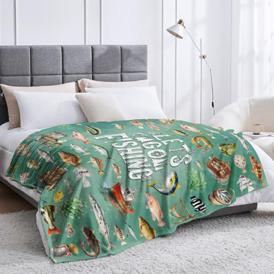 Couverture de poisson cadeaux pour les hommes amateurs de pêche douce flanelle jeté pêche pêche à la ligne pêche à la ligne d'anniversaire Stuff Cadeaux de literie pour adultes 50 po x 60 po