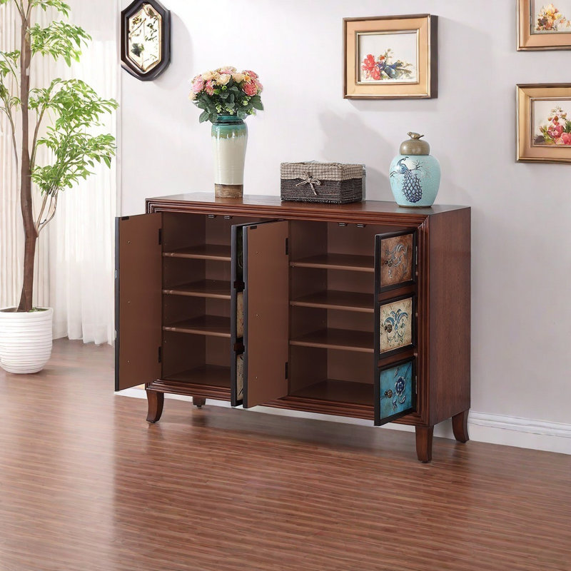 Armoire décorative peinte à quatre portes multifonctionnelle