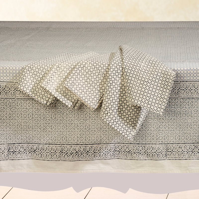 Sarunas Rectangle Geometric Cotton Tablecloth, 0.5" W x 60" L