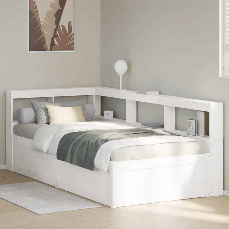 Solid Wood Storage Bed, White