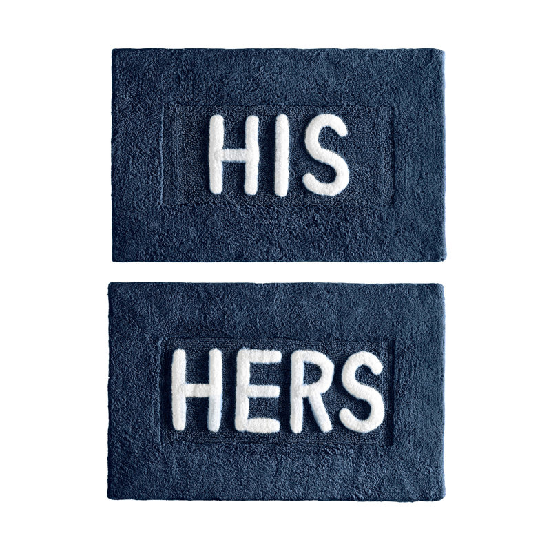 Cotton Blend Bath Rug, Navy