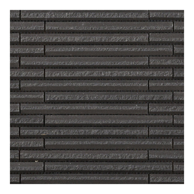 Hosowari Border 0.77" x 9" Ceramic Linear Mosaic Wall Tile, Black