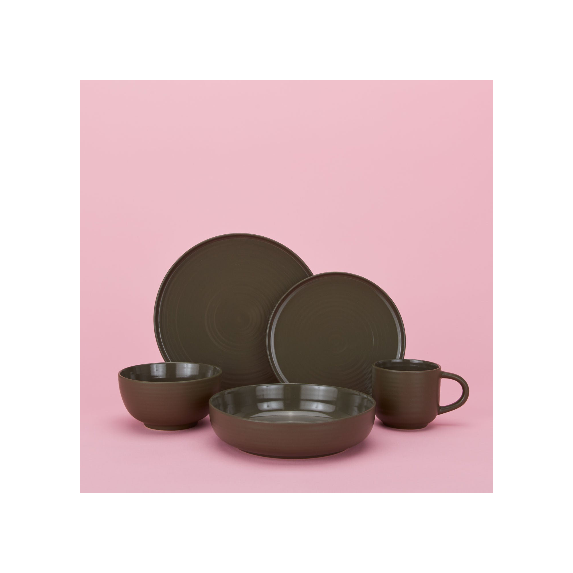 Edelare 10.5'' Stoneware Dinner Plate , Set of 4, Olive