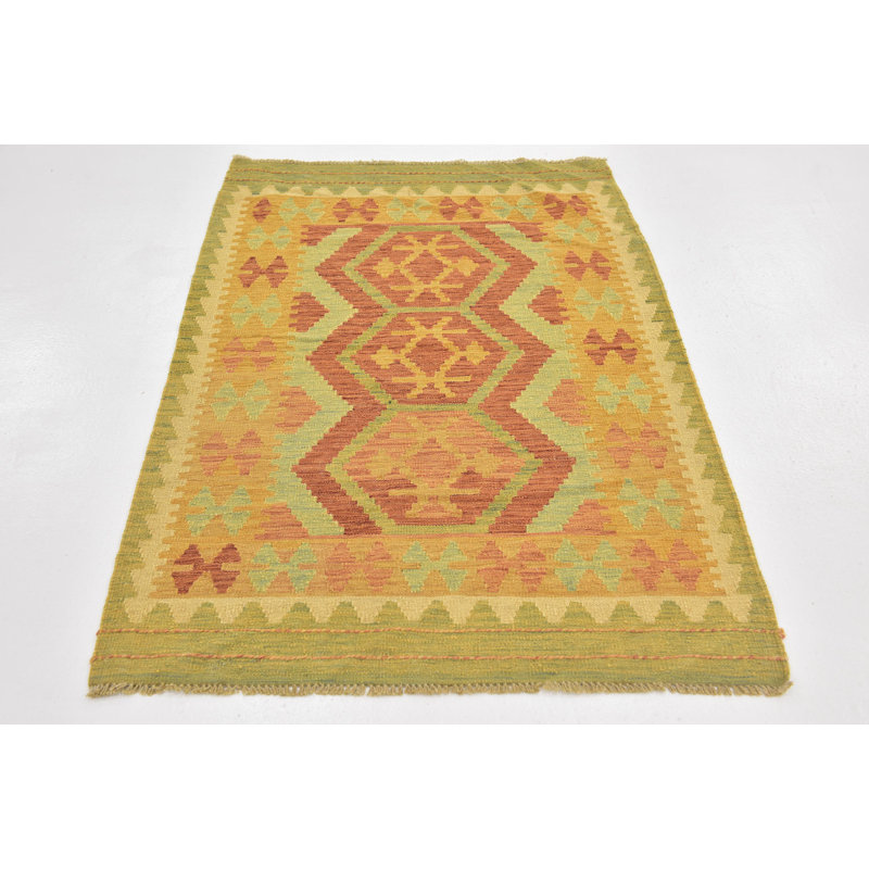 Tapis en laine rouge 3 pi 2 po x 4 pi 10 po one-of-kind main-noué la new age Elland