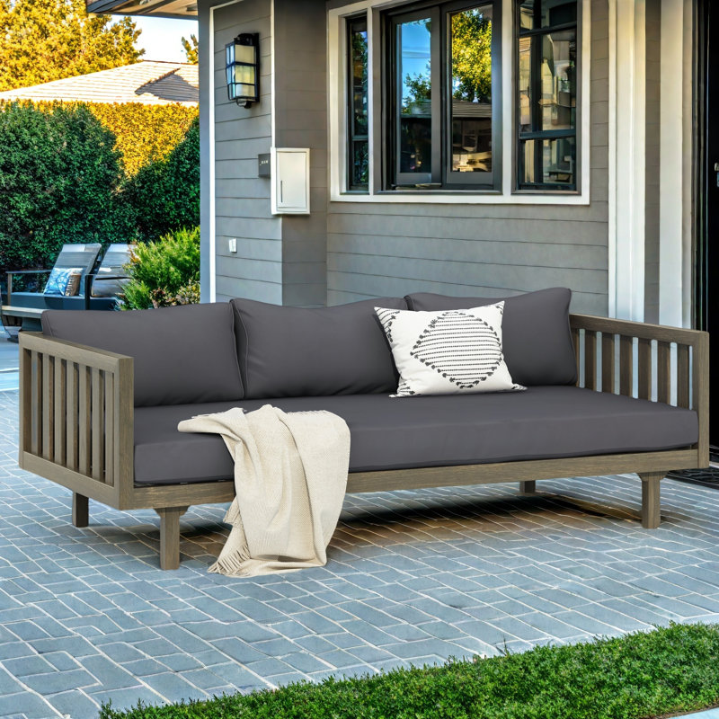 Outdoor Patio Daybed with Cushions, Gray , Gray