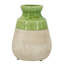 Vase en terre cuite avec glacis vert et finition brun clair naturel