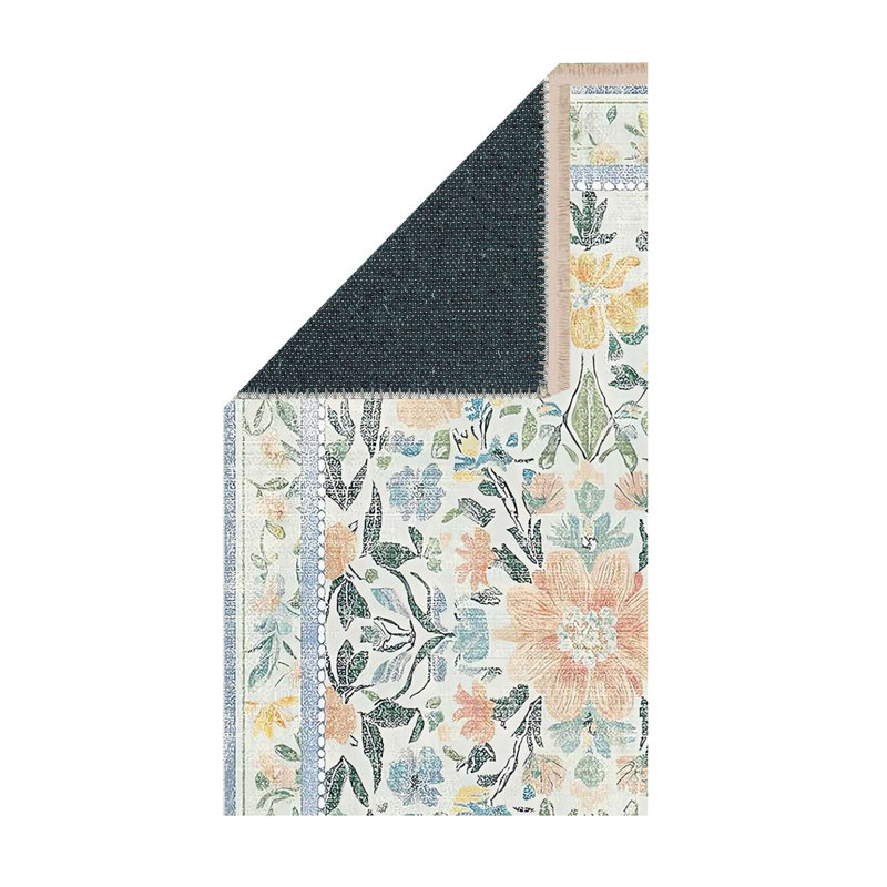 Light Wash Pastel Floral Botanical Area Rug