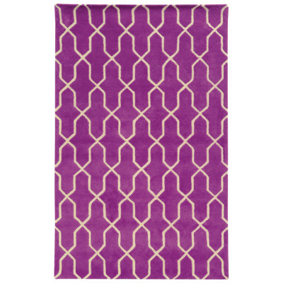 Tapis mauve / ivoire en laine touffeté à la main Optic