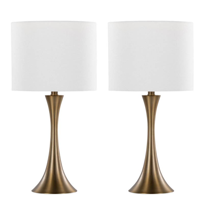 Ensemble de lampes de table standard 24,25 po Adonis, Doré mat, Blanc