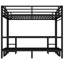 Black Queen Over Twin XL Metal Bunk Bed with Desk, Sofa, LED & USB for Space-Saving Rooms