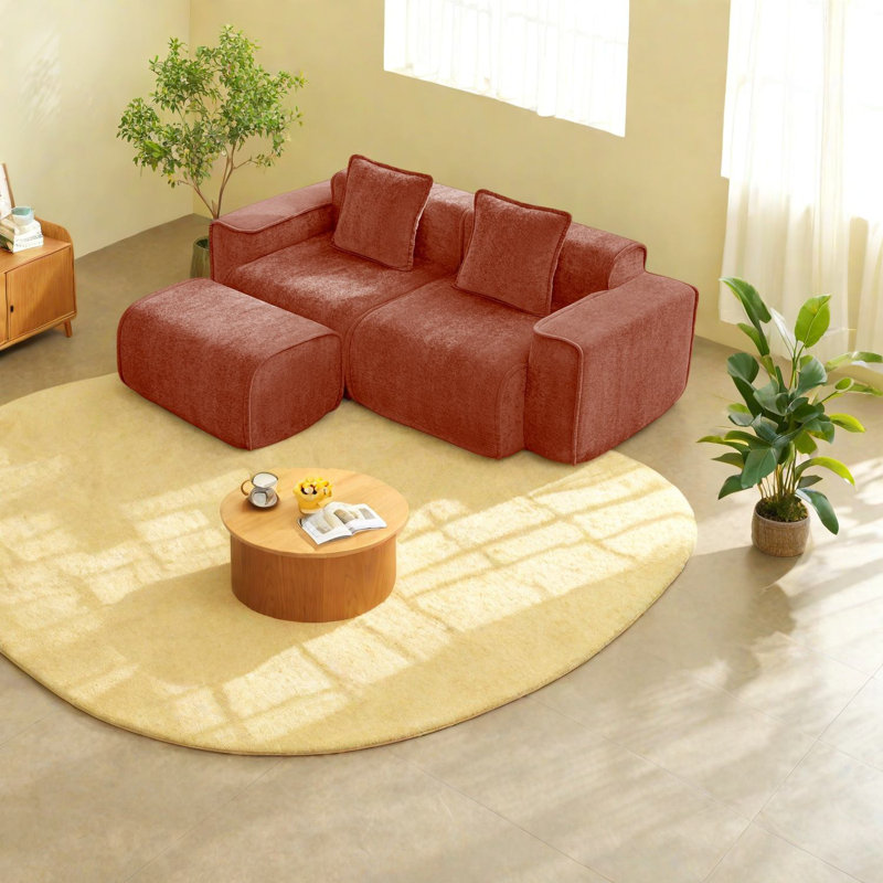 Modulaires modernes en velours rouge, sans assemblage, conception spacieuse pour la maison
