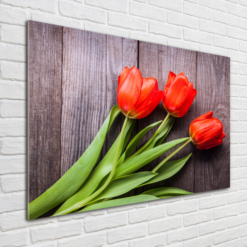 Red Tulips - Unframed Art Prints on Glass