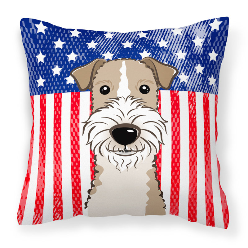  Coussin 14 "American Flag, 18 po x 18 po, Fox-terrier à poil dur