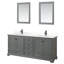Ensemble de meuble-lavabo double autoportant Deborah avec plateau en quartz et miroir-98141393-98141394-98186460