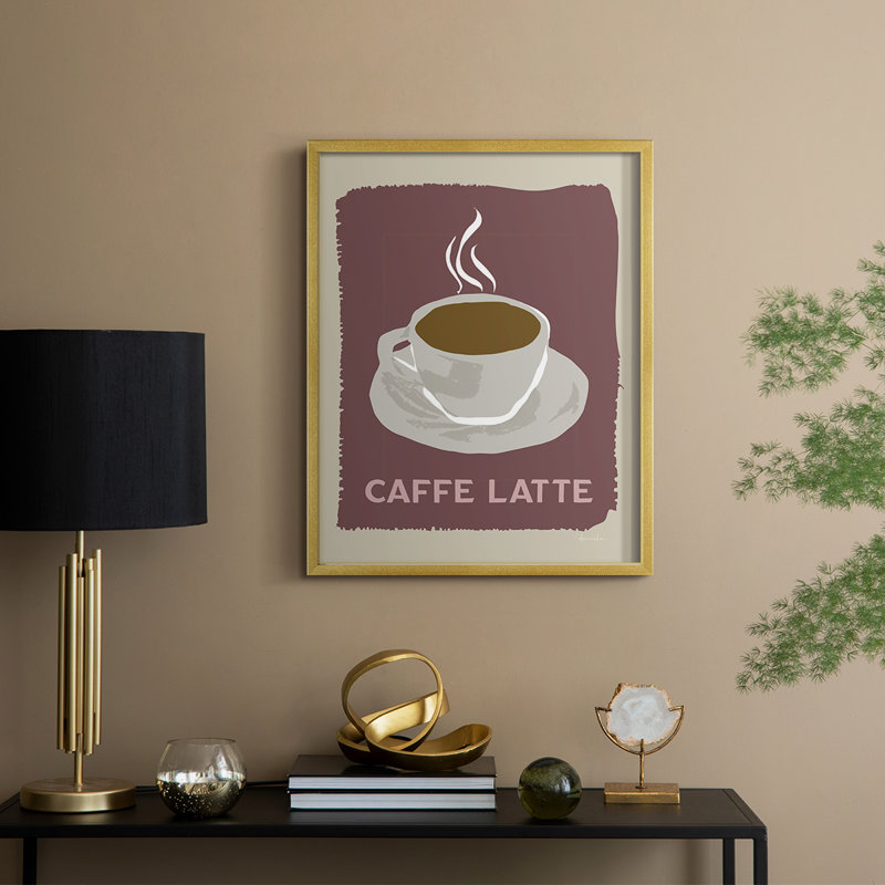 «Modern Coffee III», reproduction encadrée - bois massif, 15" H x 12" W, Doré