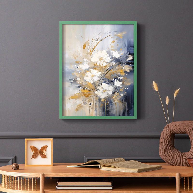 FLORAL Series CECXVI - Impression encadrée de qualité supérieure - Prêt à accrocher - Aucun clou requis, Vert