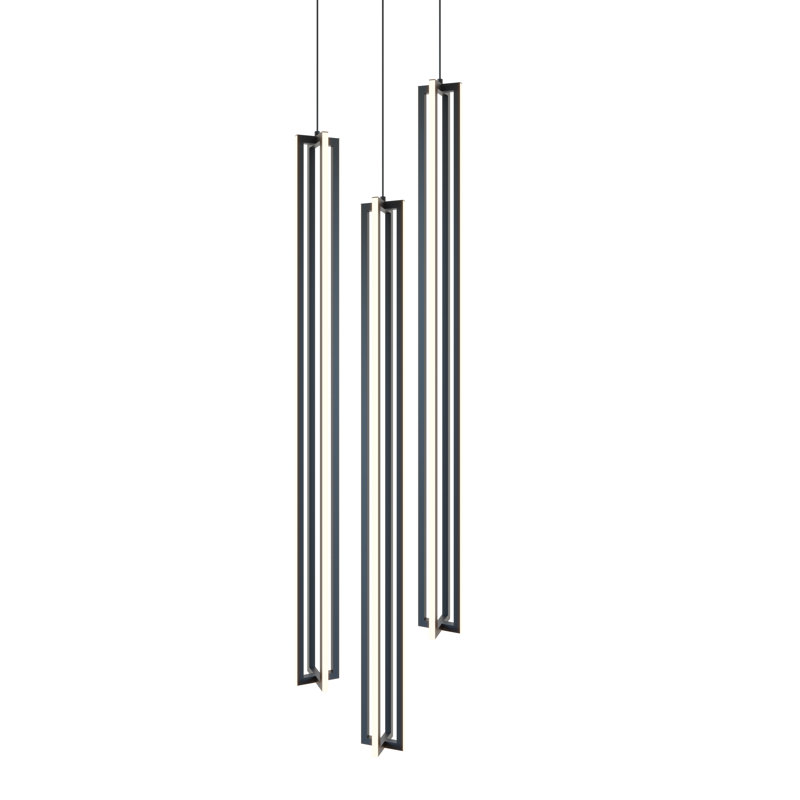 Luminaire suspendu linéaire à 1 lumière pour îlot de cuisine Morairity, Noir, H 48 po x l 18 po x P 18 po