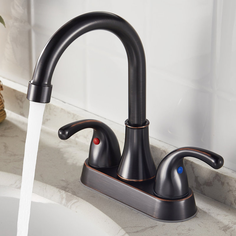 Oil Rubbed Bronze 4-Inch Centerset Bathroom Faucet with Pop-Up Drain