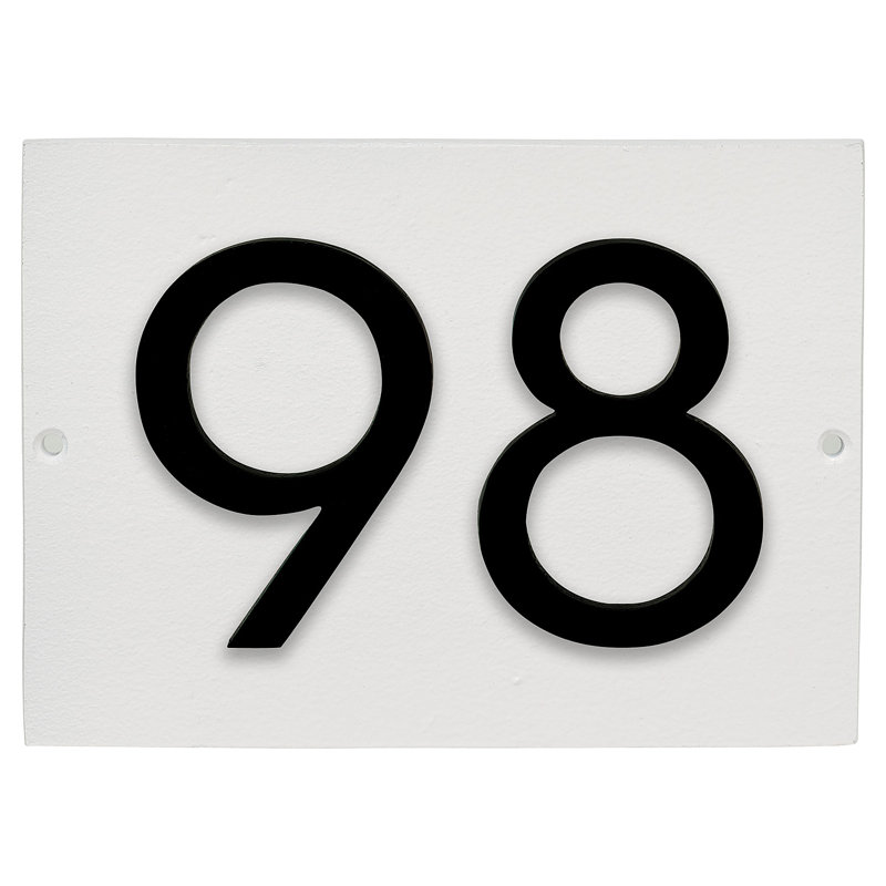 Floating 1-Line Wall Address Plaque, White, Black, Yes