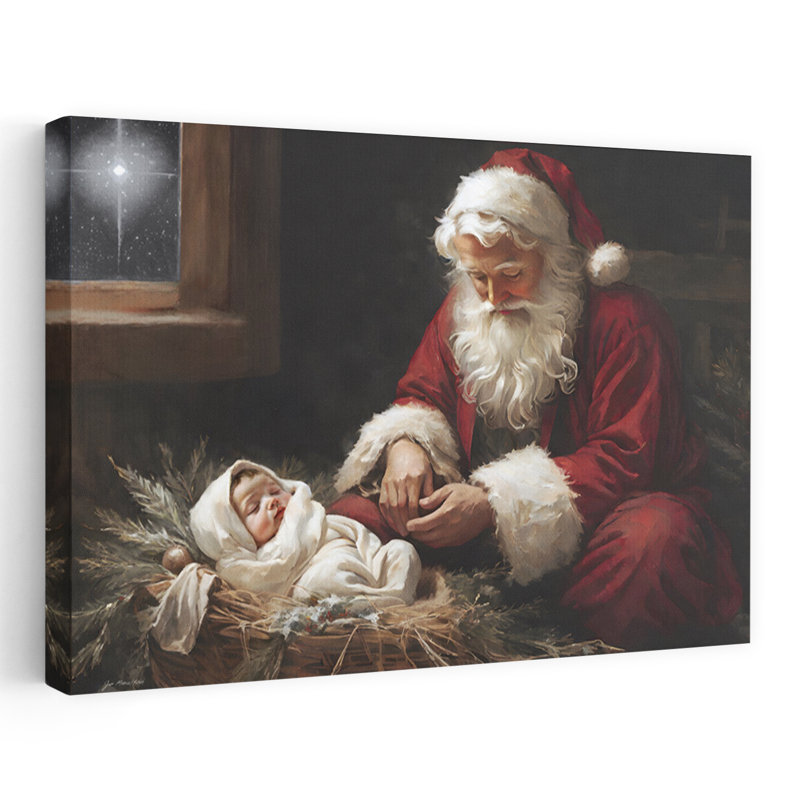 Santa Believes - Art abstrait coloré abstrait contemporain, H 40 po x l 60 po