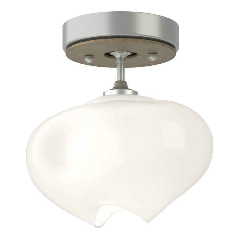 Ume Frosted Glass 1 - Light Semi Flush Mount, Vintage Platinum, Soft Gold